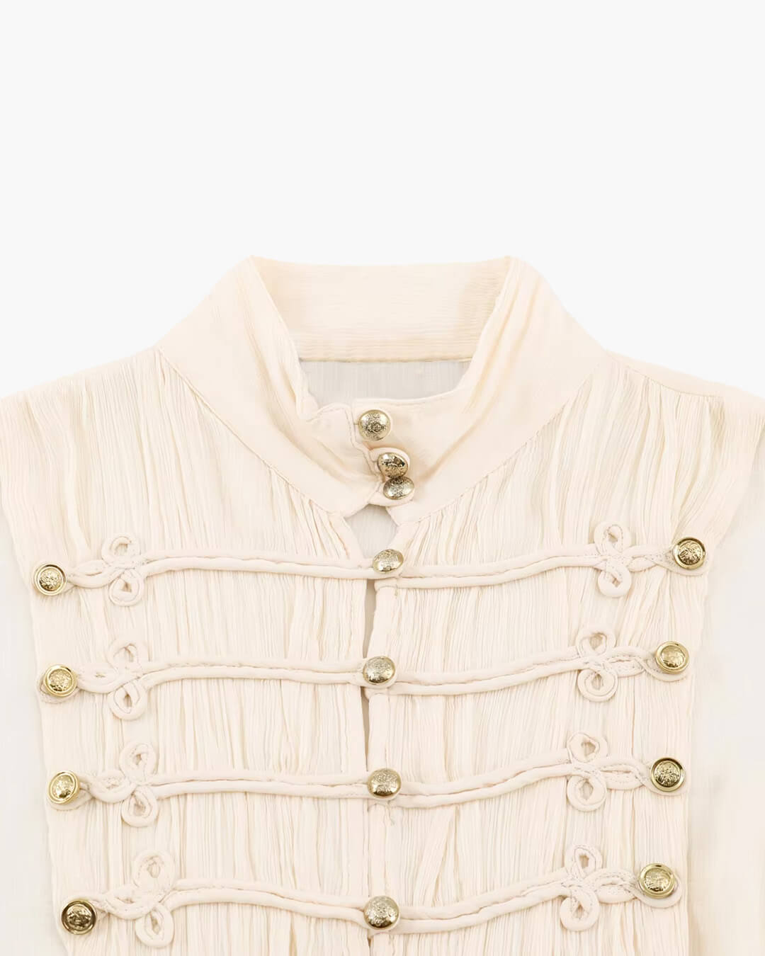 ZEYA Miranda Vintage Stand Collar Frog Button Blouse