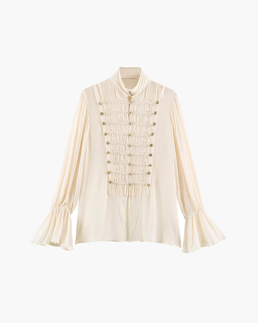 ZEYA Miranda Vintage Stand Collar Frog Button Blouse