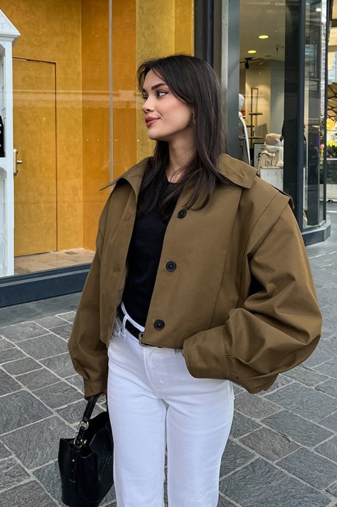 Julia Cropped Pleated Utility Jacket