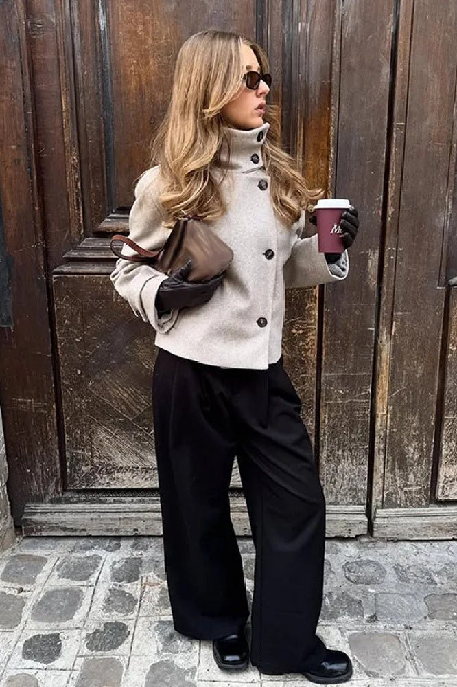 ZEYA - Alice Stand Collar Jacket with Pockets