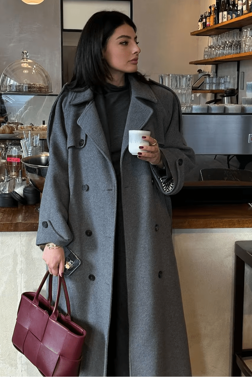 ZEYA - Alicia Gray Belted Long Coat