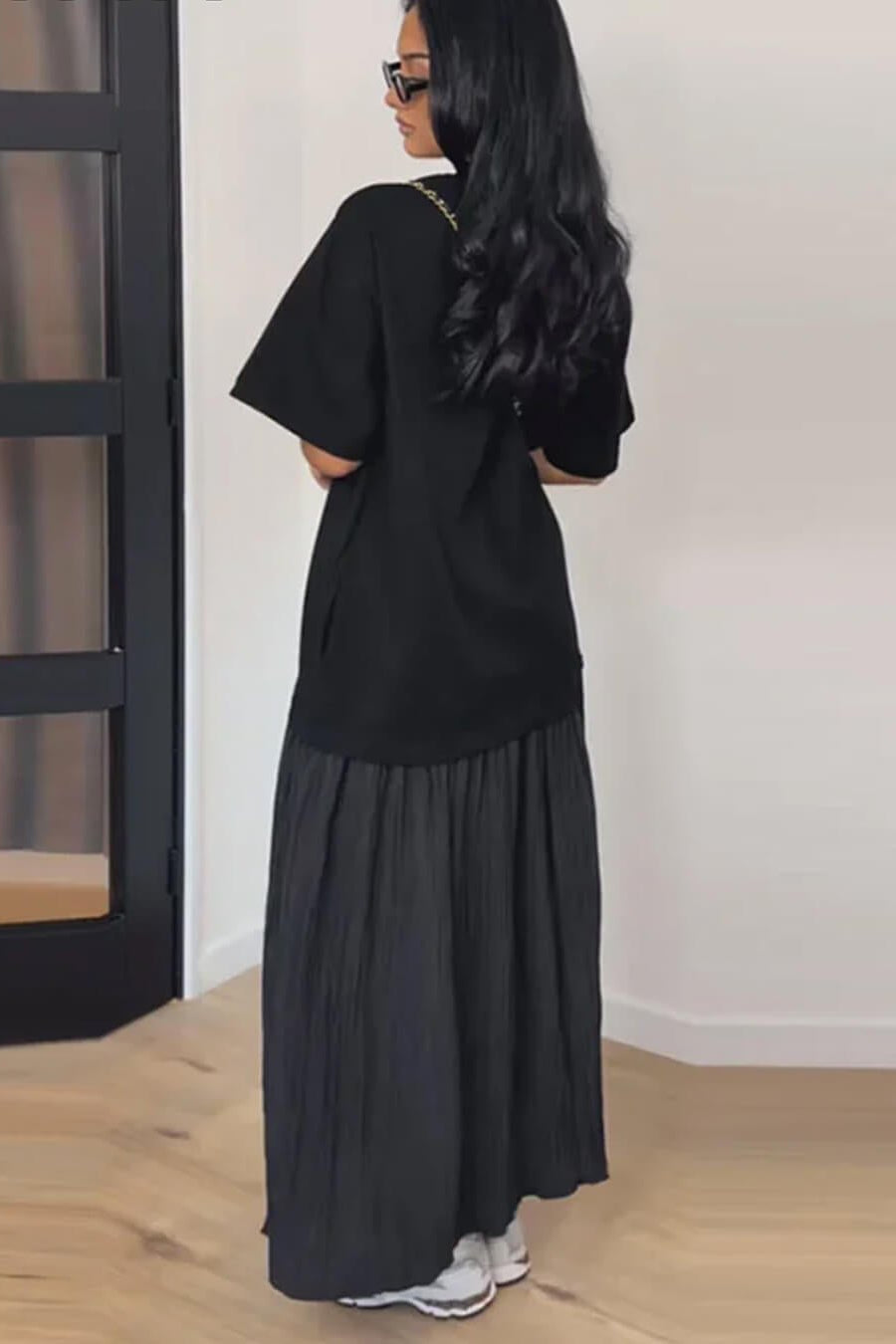 ZEYA - Amybeth Pleated Patchwork Midi Dress