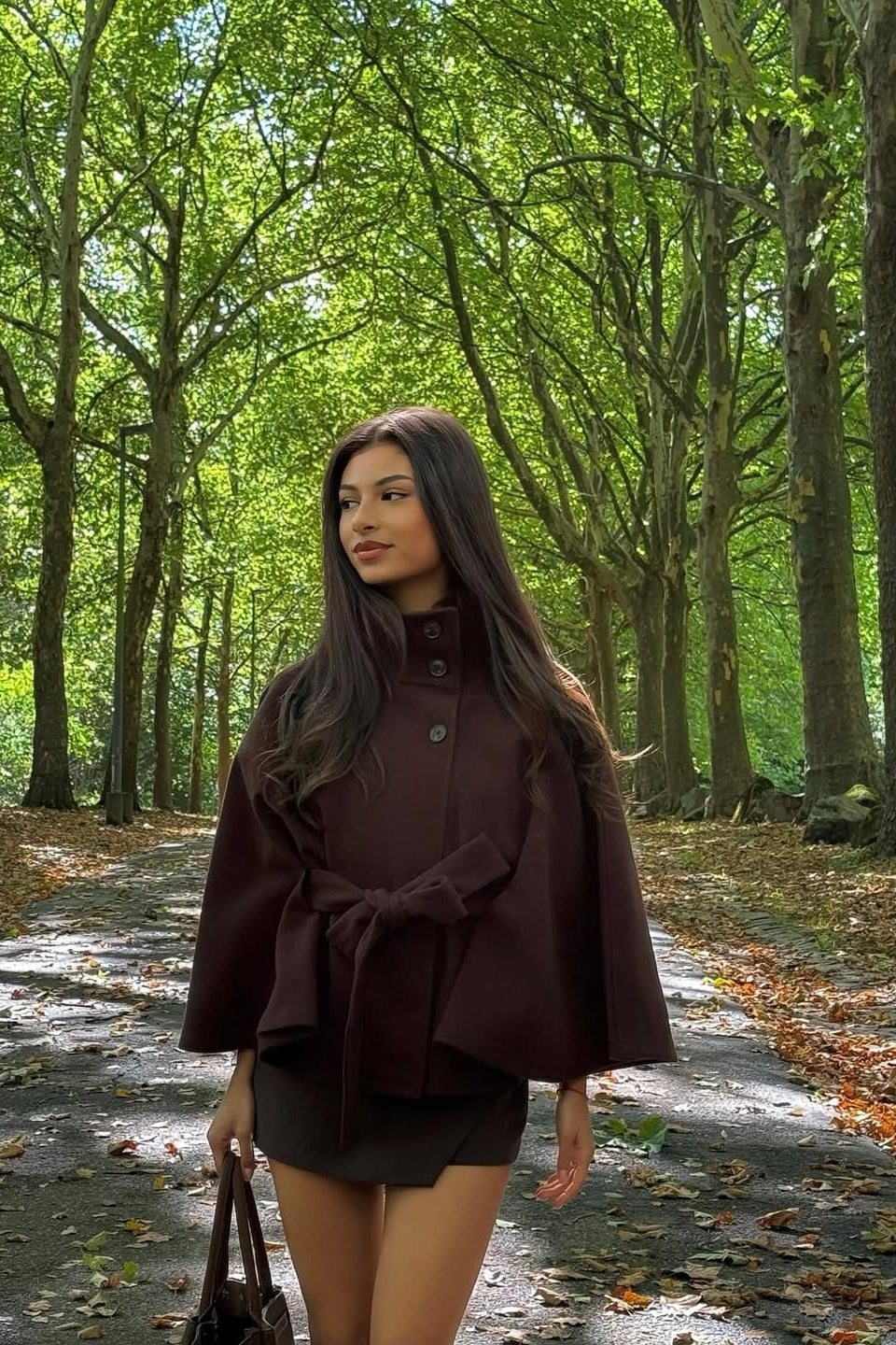 ZEYA - Arianne Elegant High - Neck Belted Cape Jacket