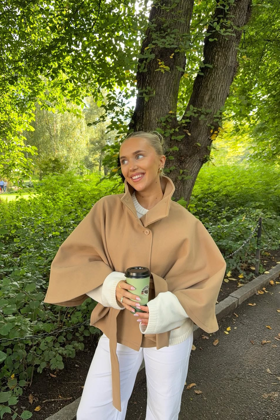 ZEYA - Arianne Elegant High - Neck Belted Cape Jacket
