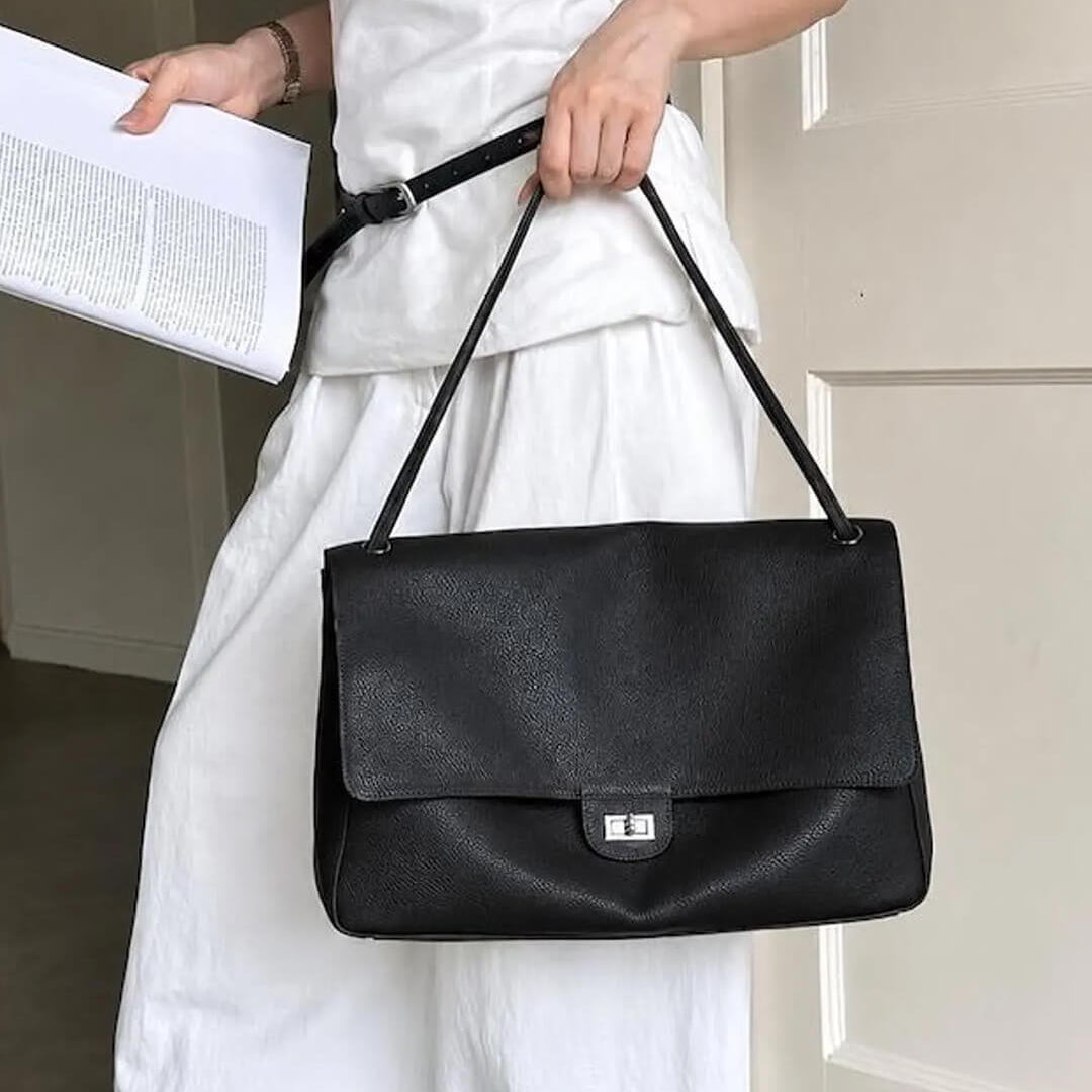ZEYA - Ava Maxi Flap Leather Shoulder Bag