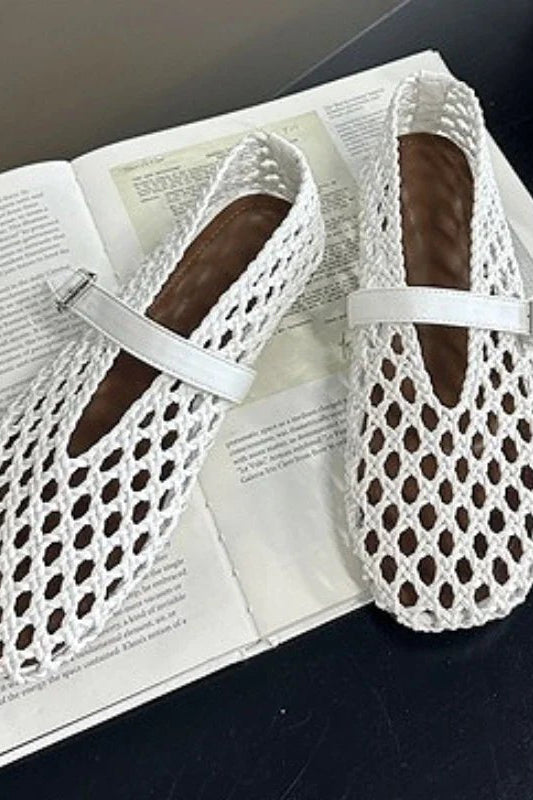 ZEYA - Bianca Woven Hollow Flat Sandals