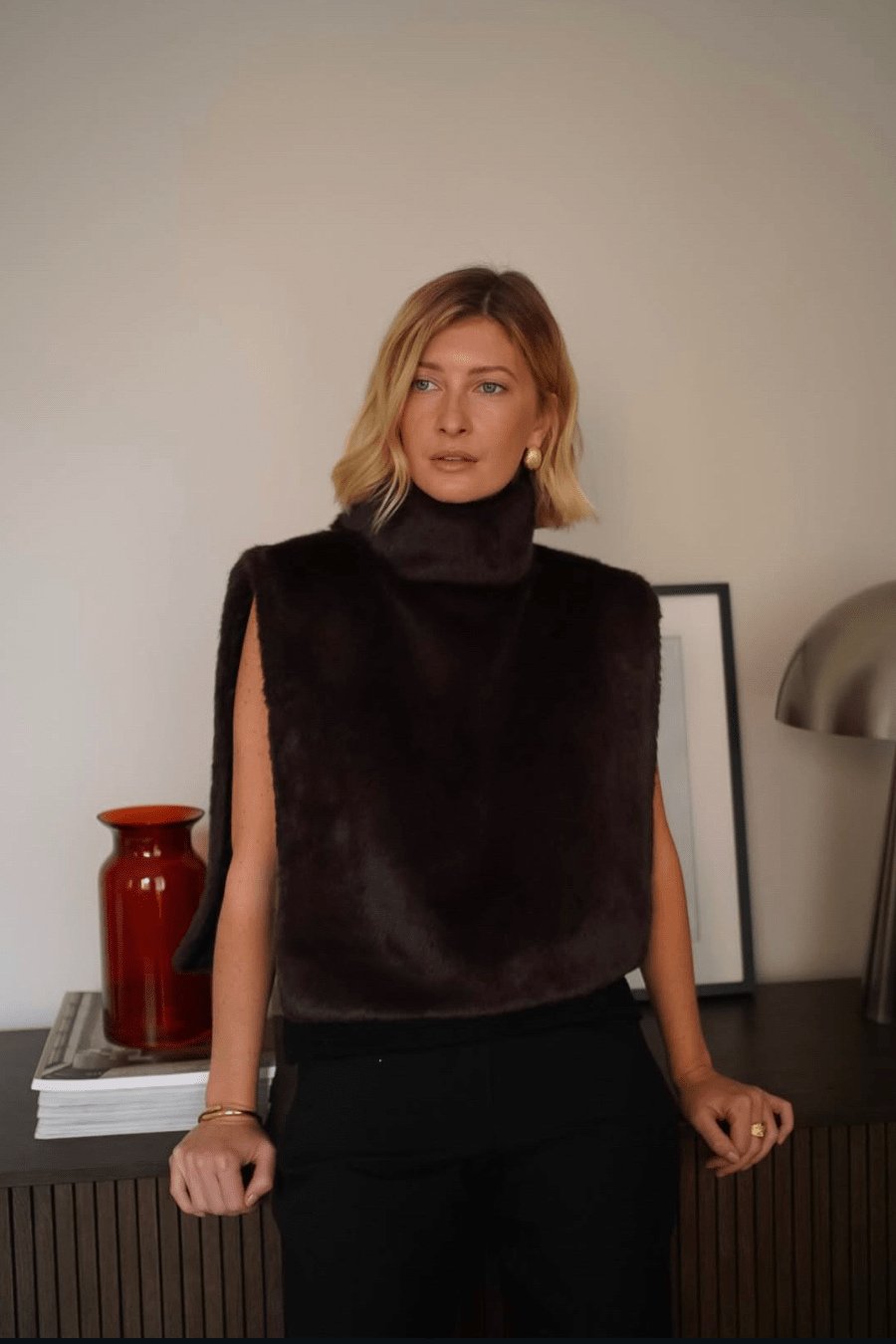 ZEYA - Carina Faux Fur Turtleneck Vest