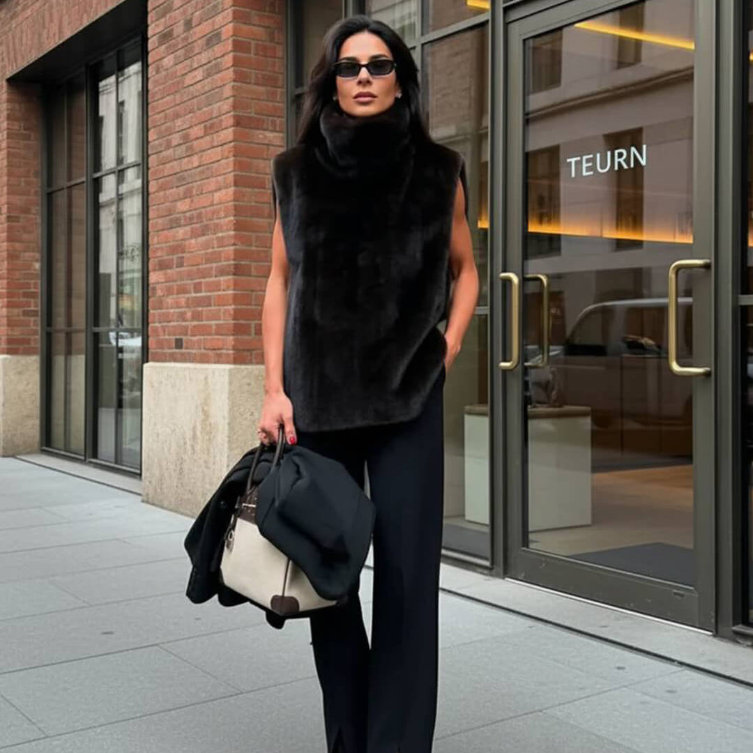 Carina Faux Fur Turtleneck Vest
