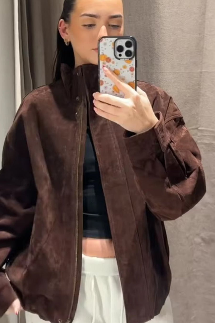 ZEYA - Celia Stand Collar Suede Jacket
