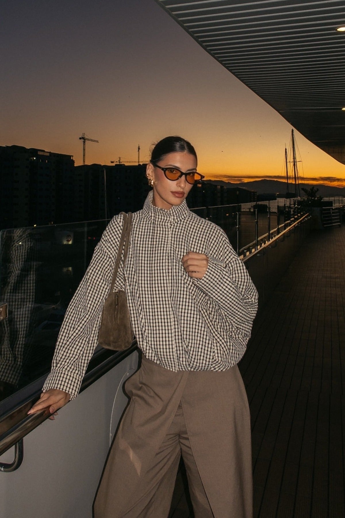 ZEYA - Christina Plaid Funnel Neck Jacket