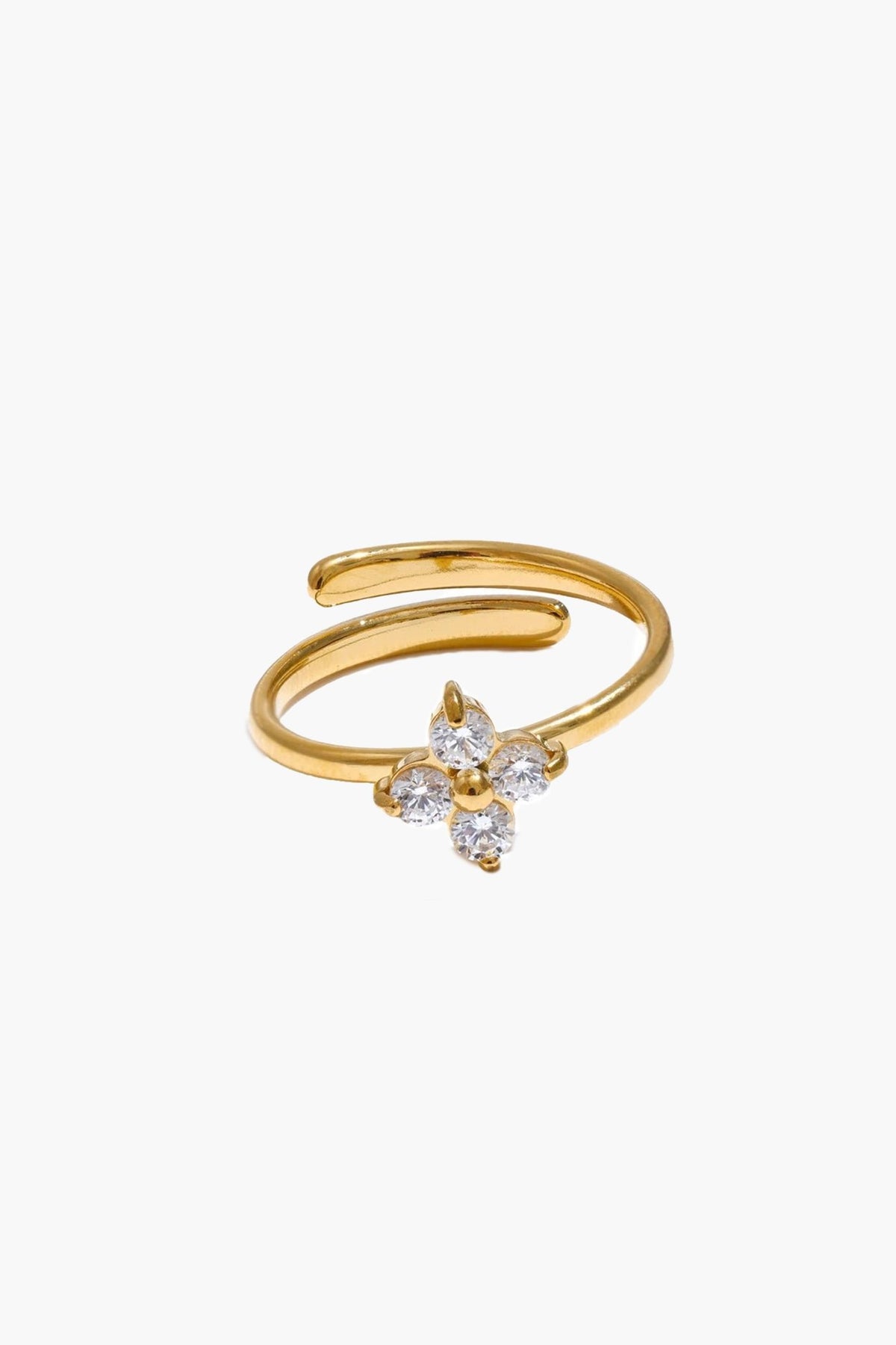ZEYA - Desiree - Adjustable Stainless Steel Flower Ring with Sparkling Cubic Zirconia