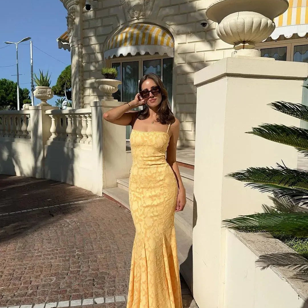 ZEYA - Enora Lace-Up Fishtail Maxi Dress