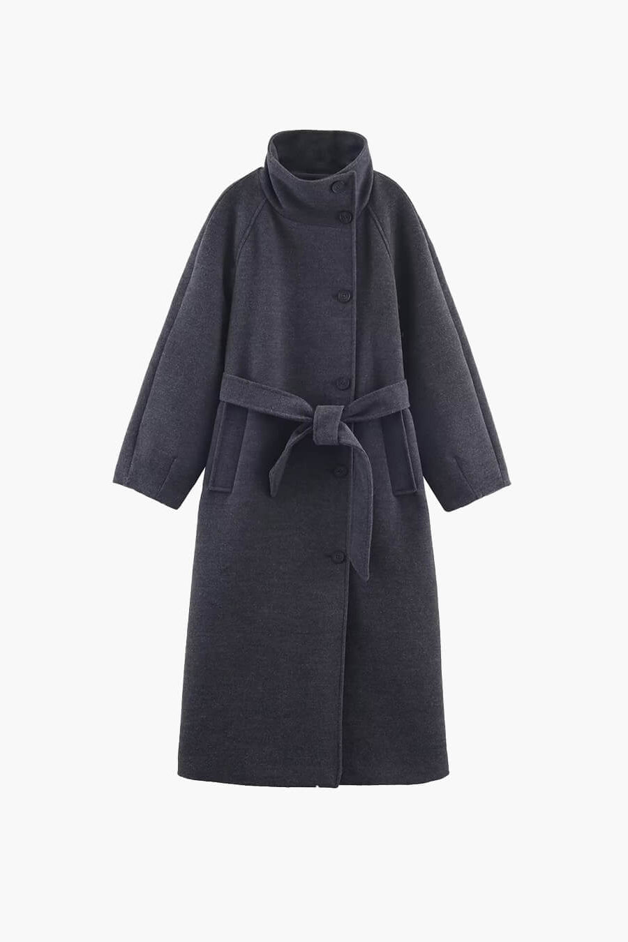 ZEYA - Feline Long Belted High Collar Coat