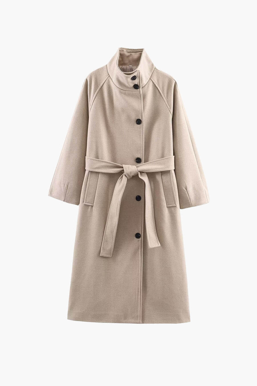 ZEYA - Feline Long Belted High Collar Coat
