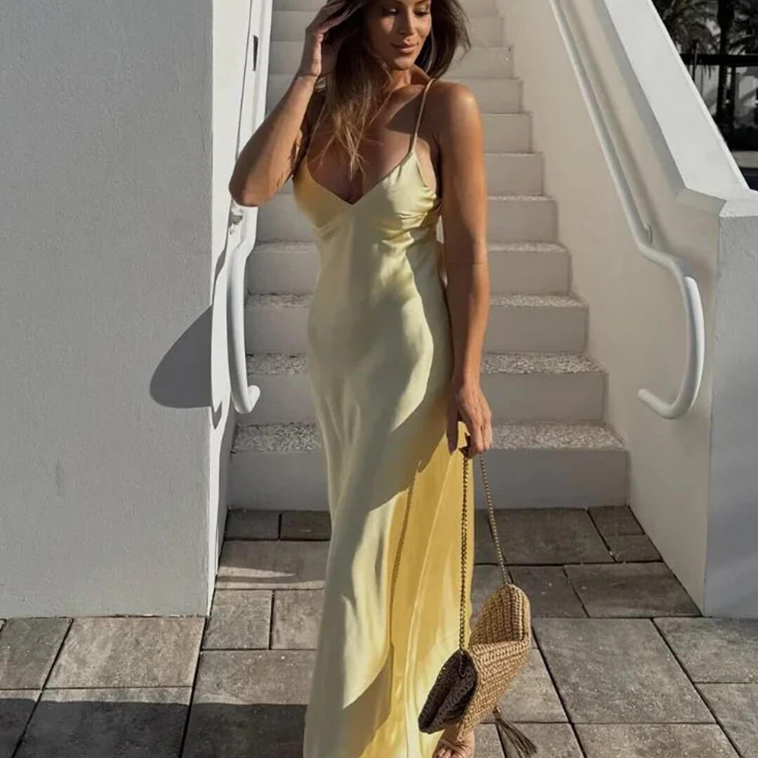 ZEYA - Fiora Satin Backless Maxi Dress