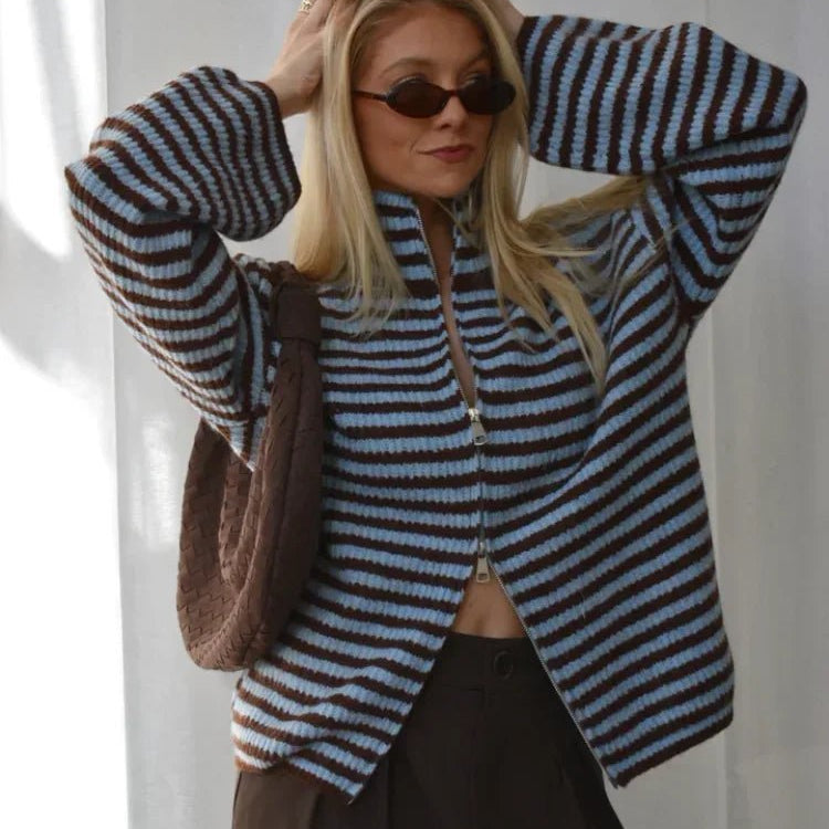 ZEYA - Hanna High Neck Zip-Up Cardigan