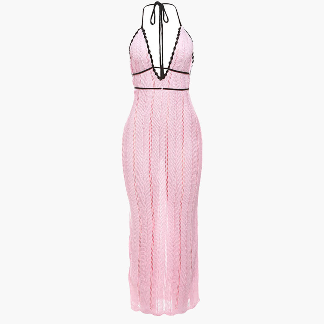 ZEYA - Hannie Lace Up Halter Maxi Dress