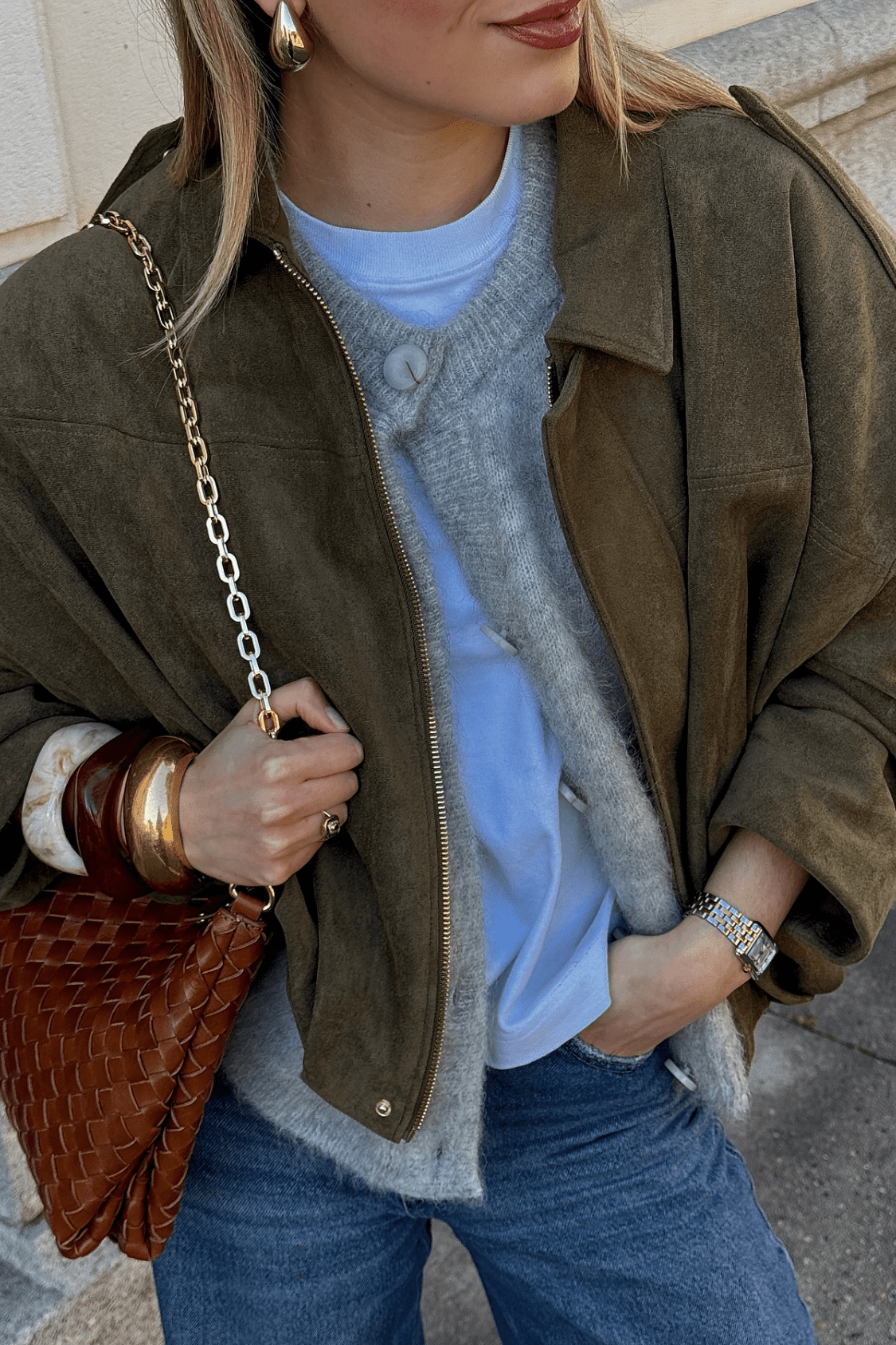 ZEYA - Helen Faux Suede Bomber Jacket