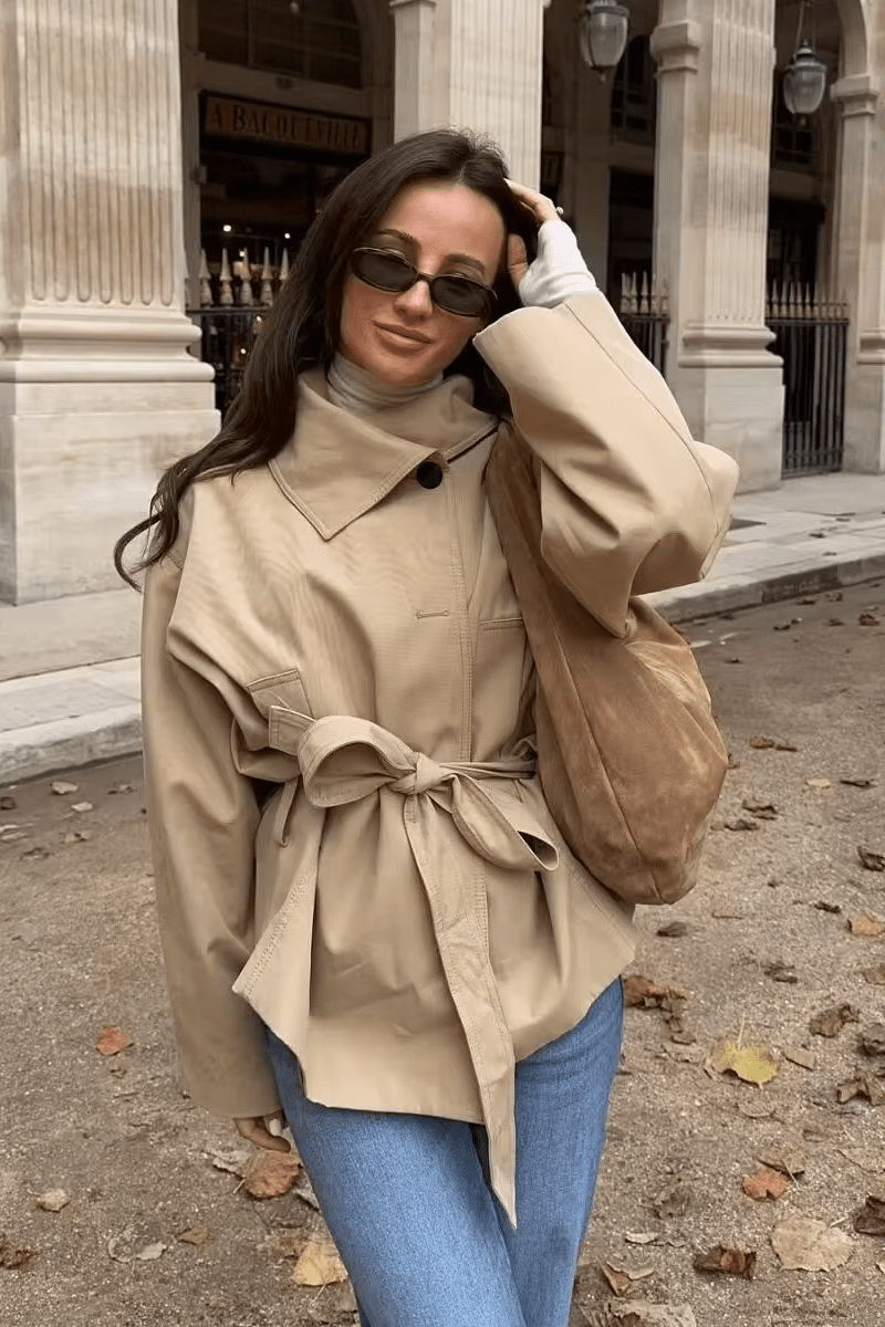 ZEYA - Helena Asymmetric Belted Trench Coat