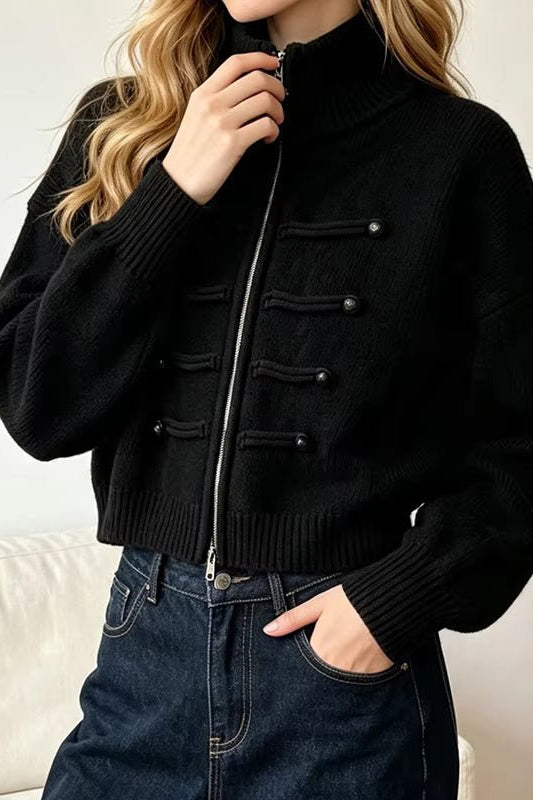 ZEYA - Helena Turtleneck Zip Knit Cardigan
