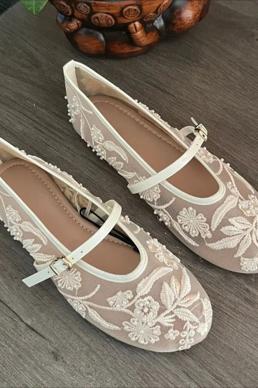 ZEYA - Jenny Beaded Mesh Ballet Flats