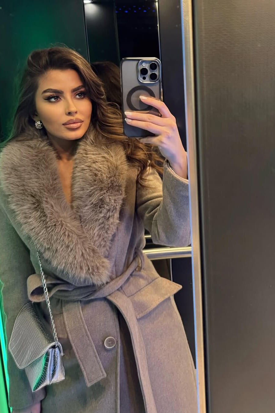 ZEYA - Josie Faux Fur Collar Maxi Coat