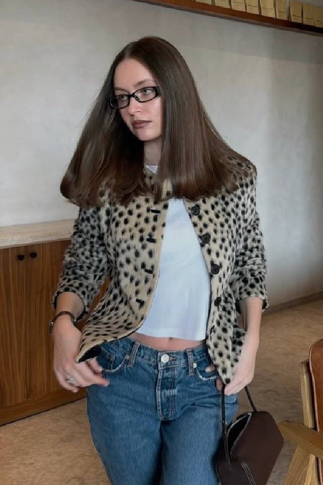 ZEYA - Katie Leopard Faux Fur Cropped Jacket