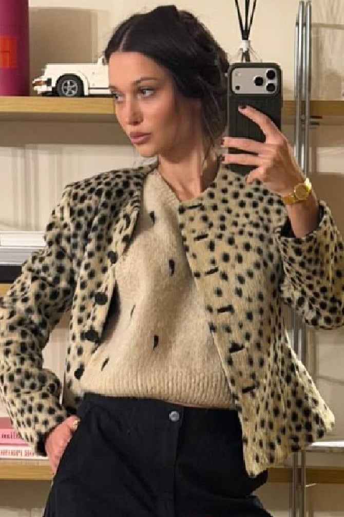 ZEYA - Katie Leopard Faux Fur Cropped Jacket