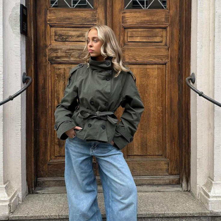 ZEYA - Kiarra Stand Collar Crop Trenchcoat