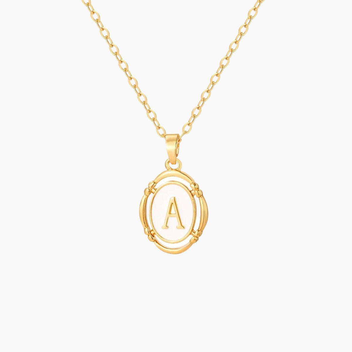 ZEYA - Liza Initial Necklace - Personalized Stainless Steel Round Pendant Choker for Women