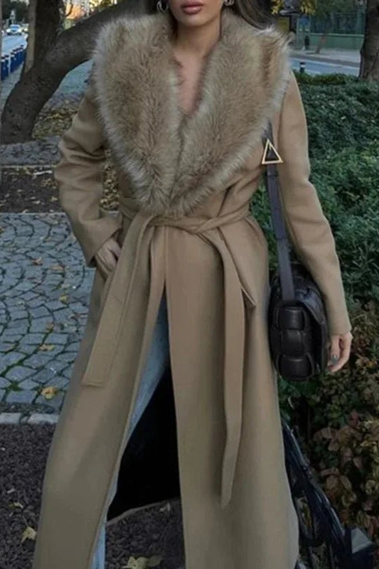 ZEYA - Lola Faux Fur Collar Maxi Coat