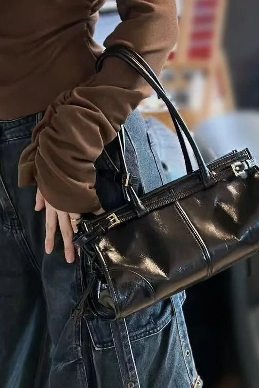 ZEYA - Lorena Leather Shoulder Bag with Belt Detail