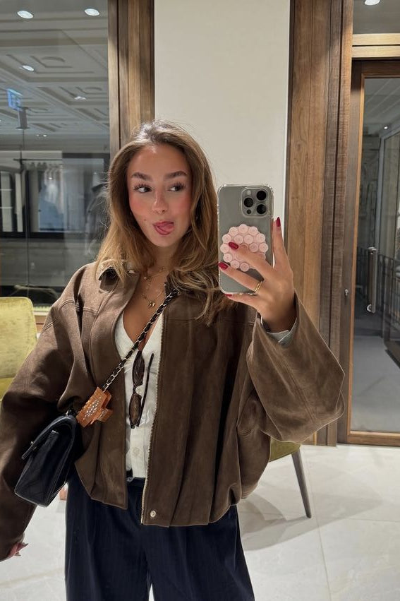 ZEYA - Lori Suede Bomber Jacket