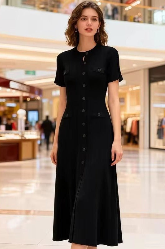 ZEYA - Margot Button-Front Knit Midi Dress