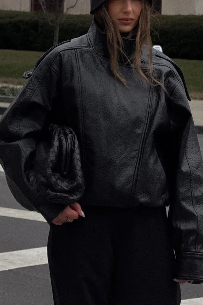 ZEYA - Marnie Black Vegan Leather Moto Jacket