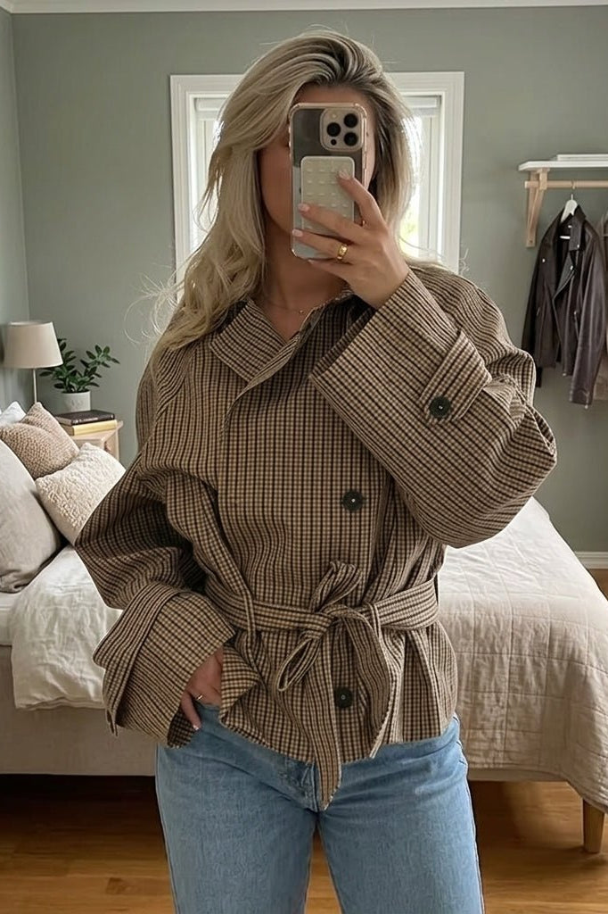 ZEYA - Melissa Plaid Belted Trench Coat
