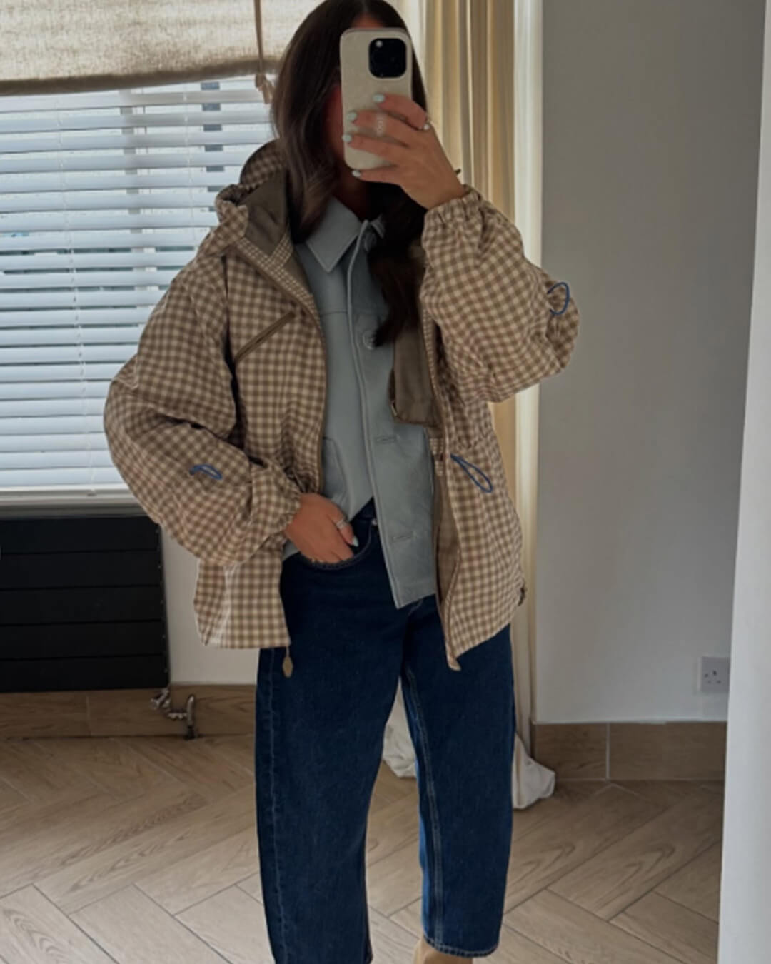 ZEYA - Miriam Plaid Hooded Trench Jacket