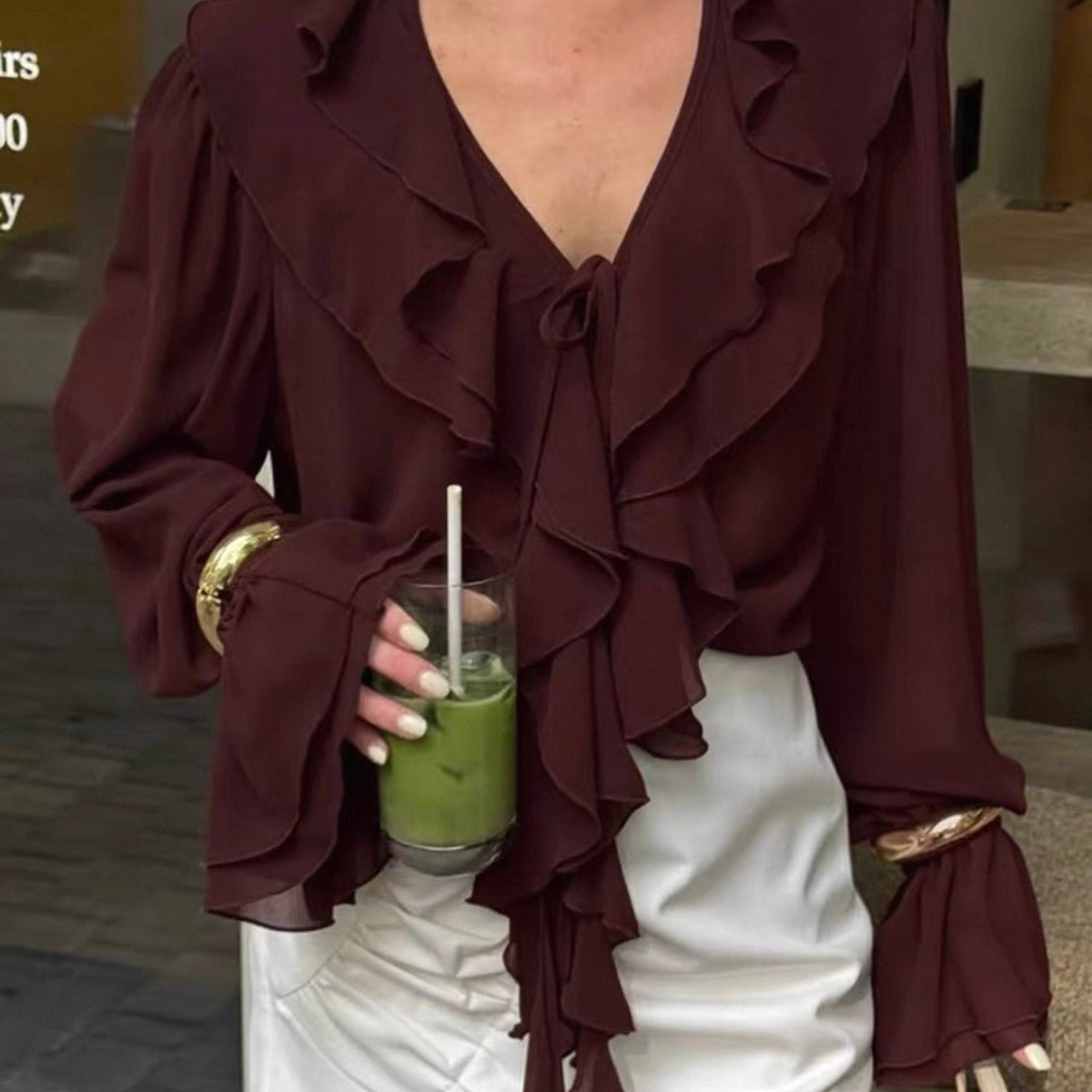ZEYA - Monica Tie Neck Ruffled Blouse