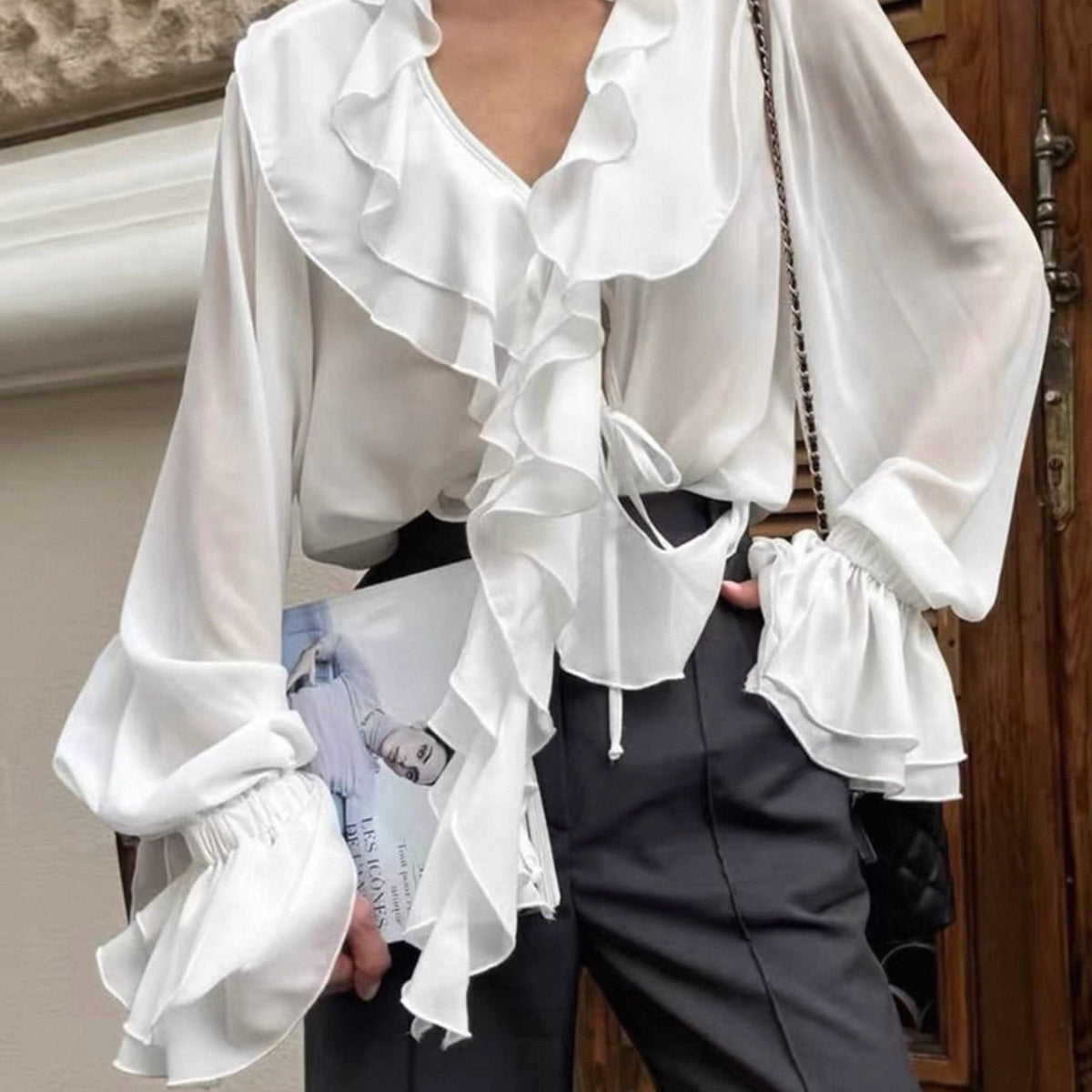 ZEYA - Monica Tie Neck Ruffled Blouse