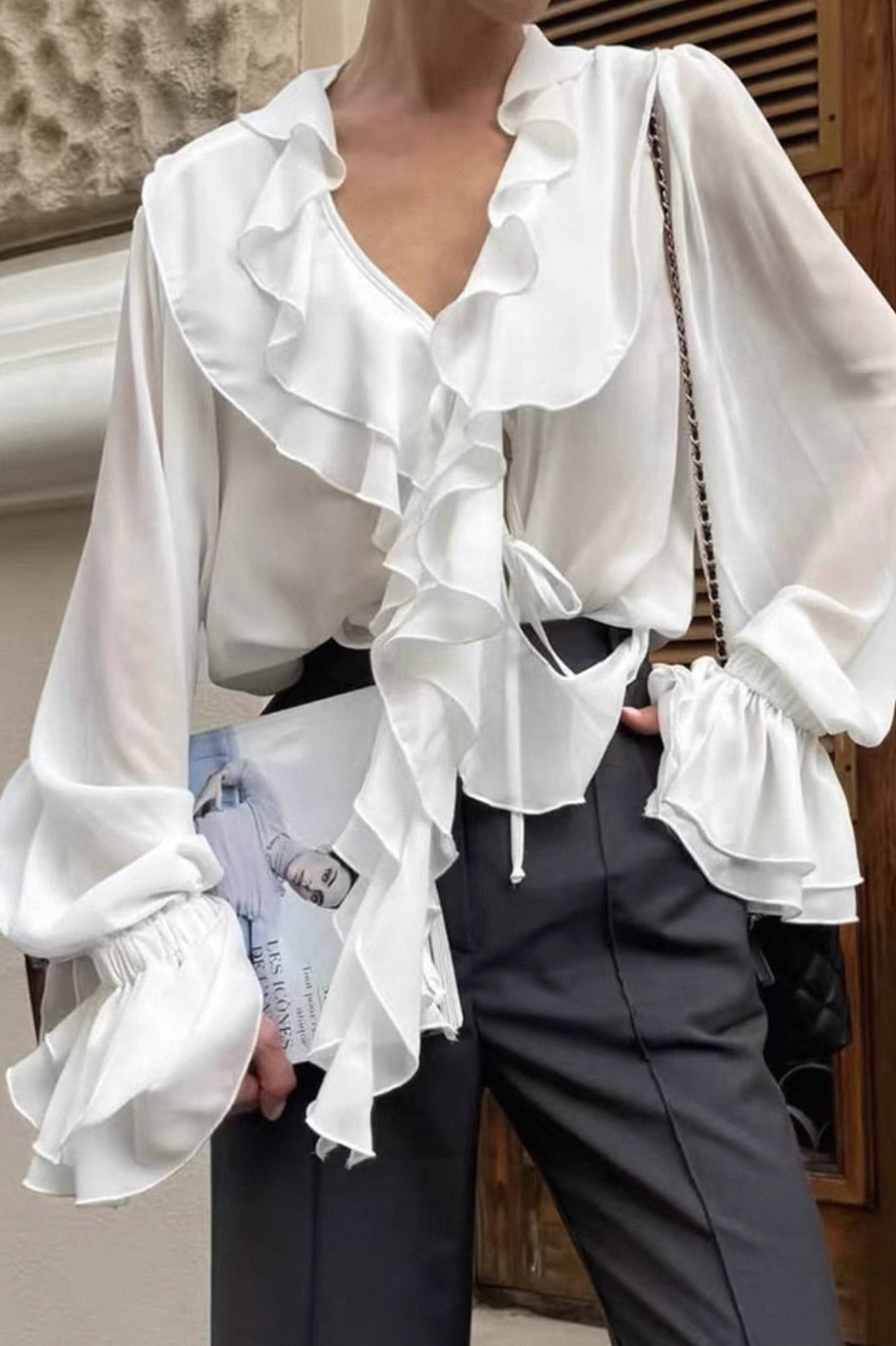 ZEYA - Monica Tie Neck Ruffled Blouse