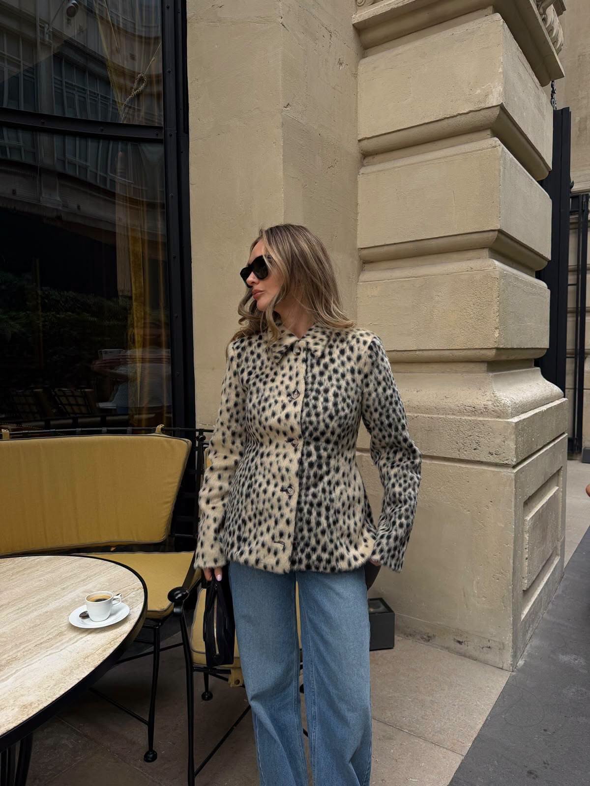 ZEYA - Natalie Leopard Faux Fur Lapel Coat