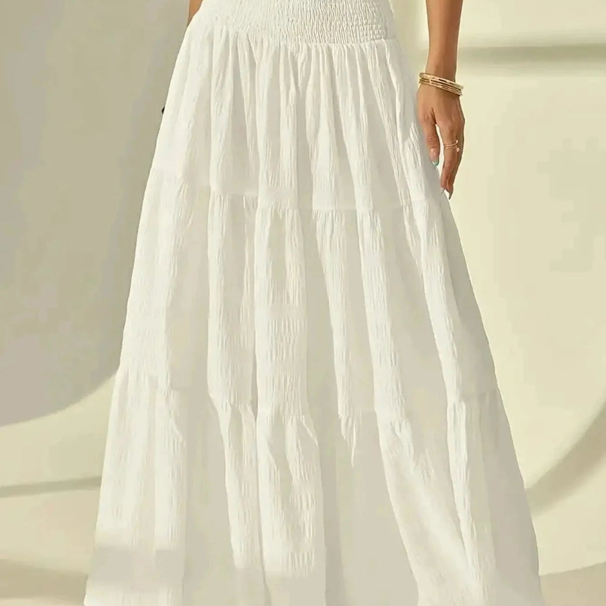 ZEYA - Octavia Tiered Maxi Skirt Elastic Waist