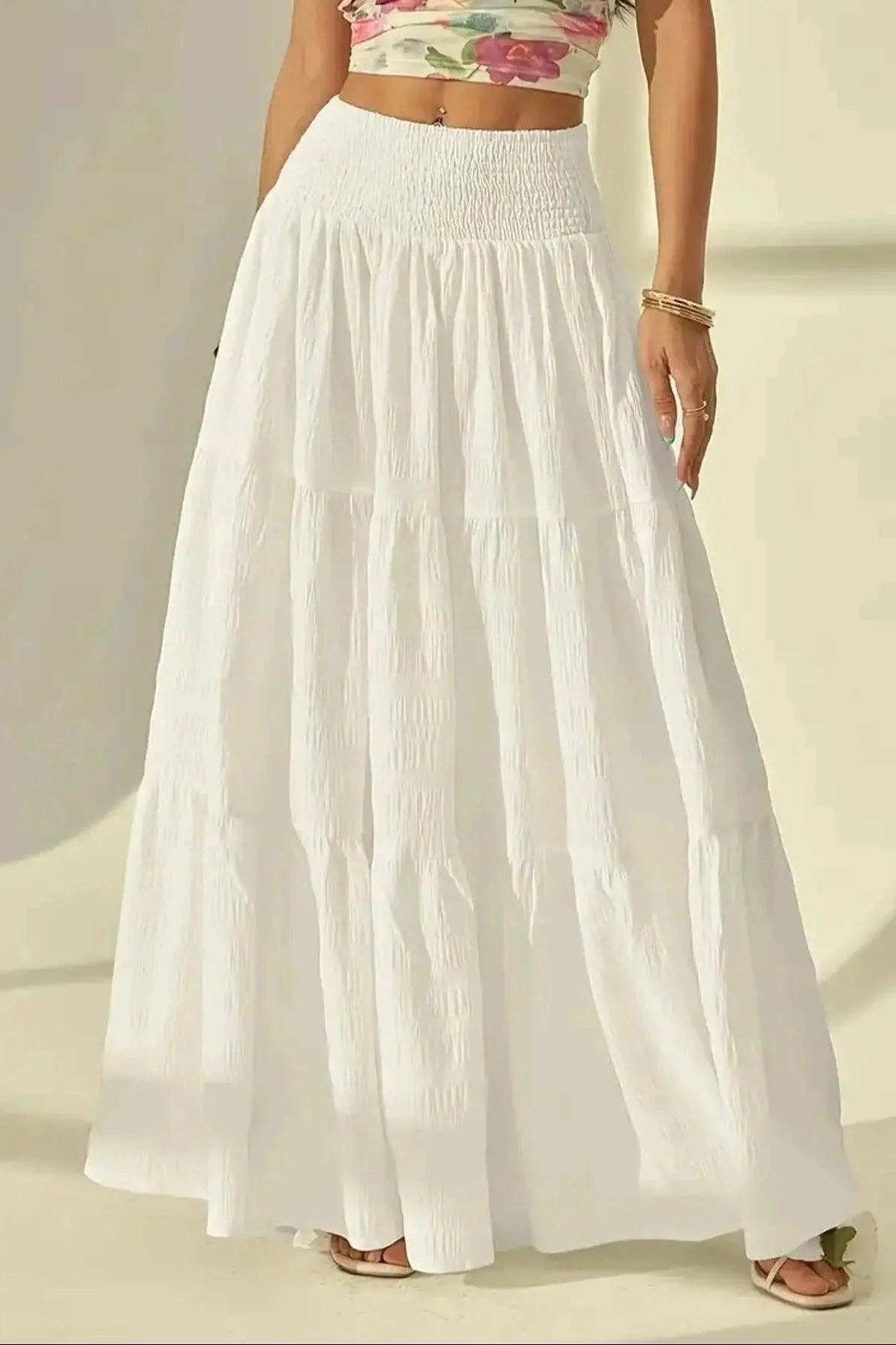 ZEYA - Octavia Tiered Maxi Skirt Elastic Waist
