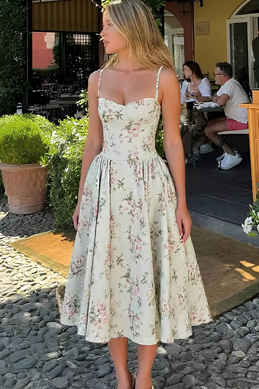 ZEYA - Ria Vintage Floral High Waist Midi Dress