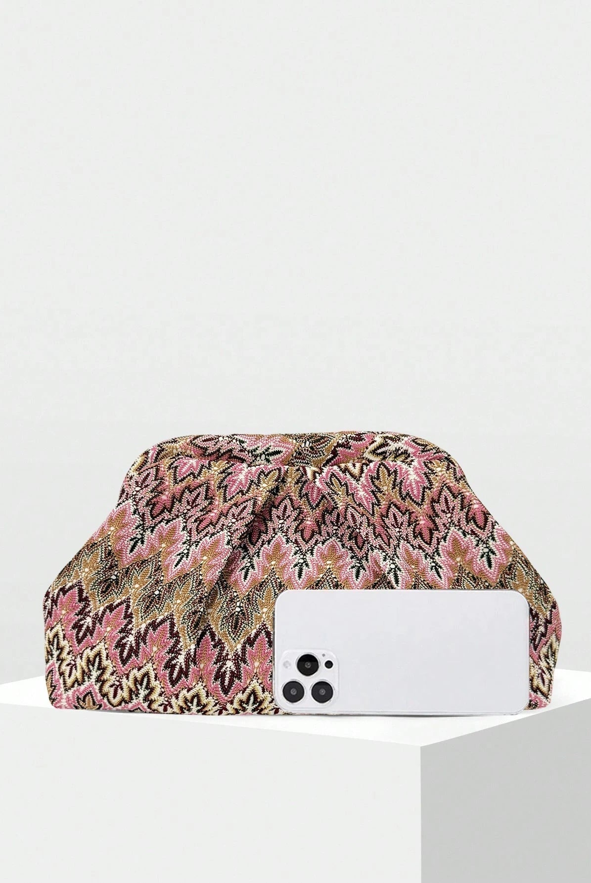 ZEYA - Sophia Jacquard Pleated Clutch