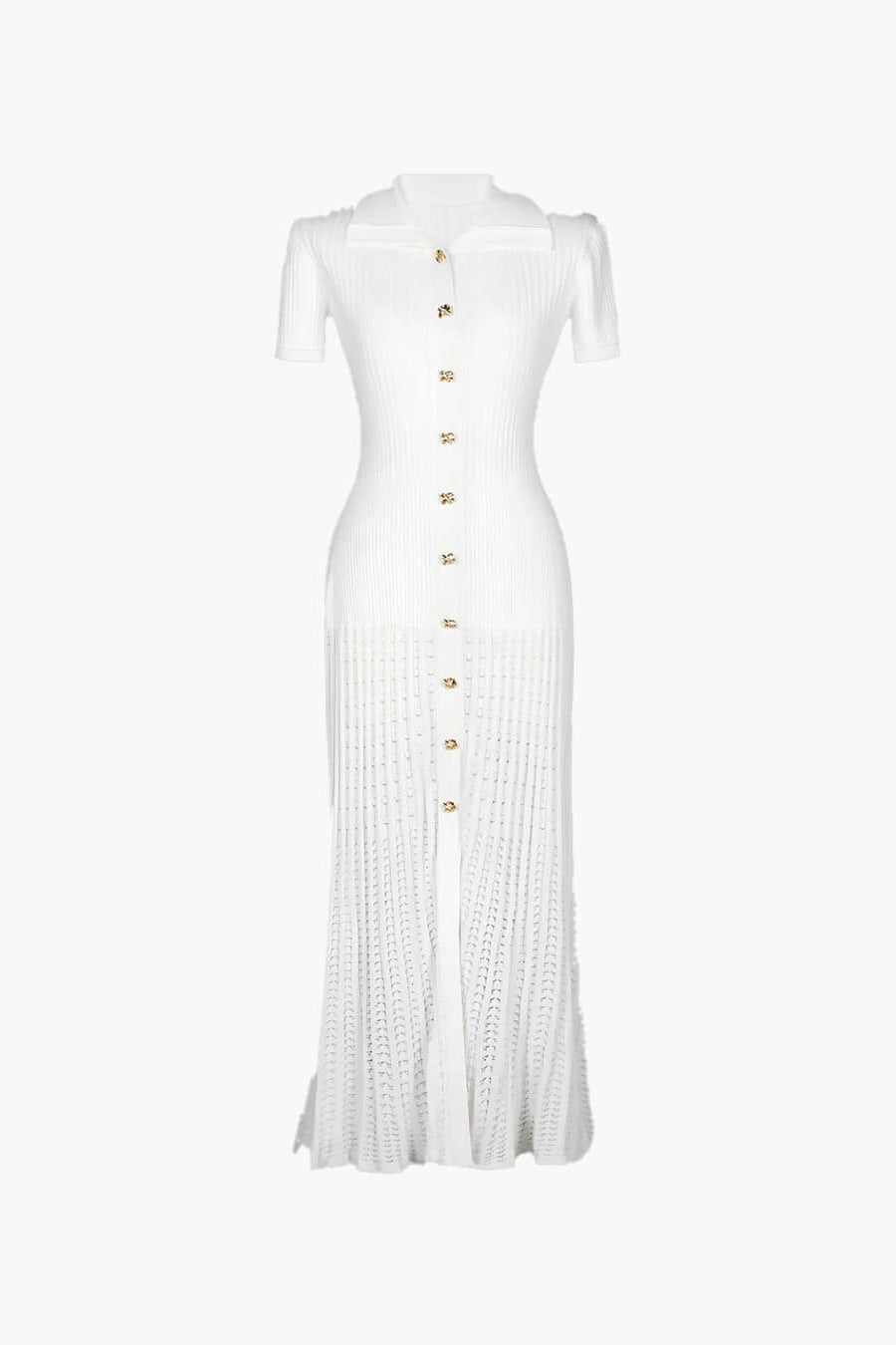 ZEYA - Sophia Ribbed Knit Polo Maxi Dress