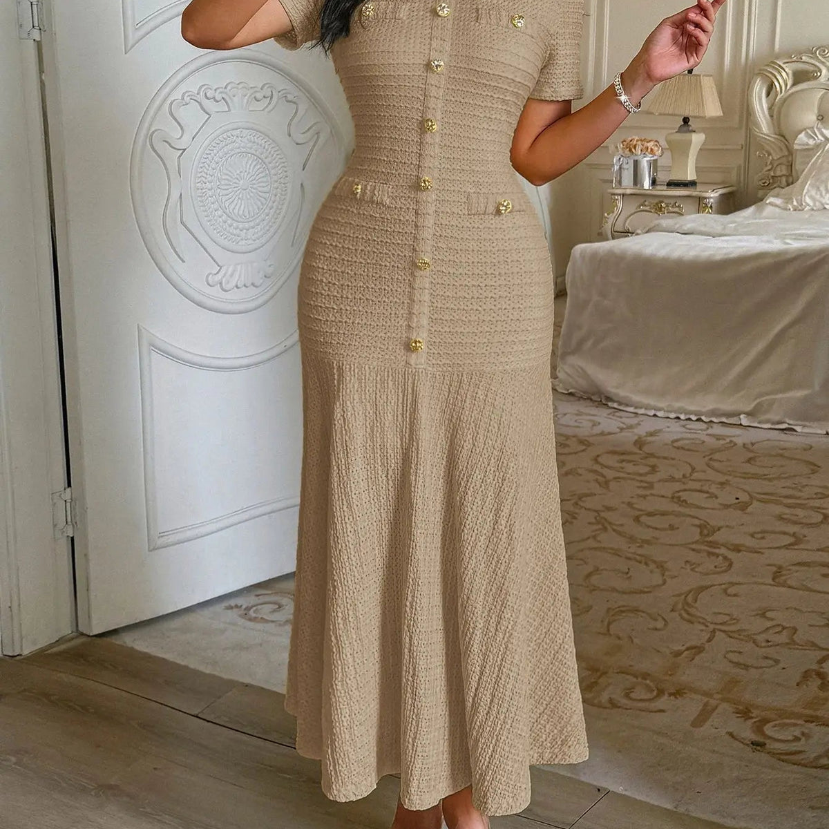 ZEYA - Sylvia Bodycon Flared Midi Dress
