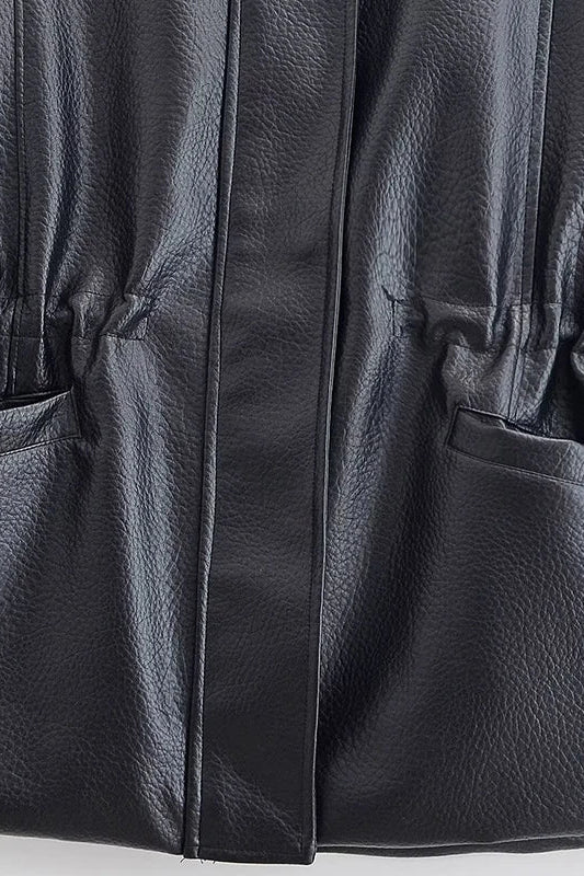 ZEYA - Vivienne Cinched Waist Leather Jacket