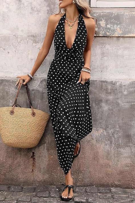 ZEYA - Zoe Polka Dot Halter Midi Dress