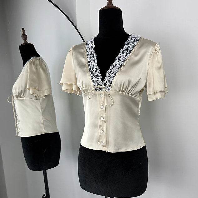 Greta Satin Button Blouse